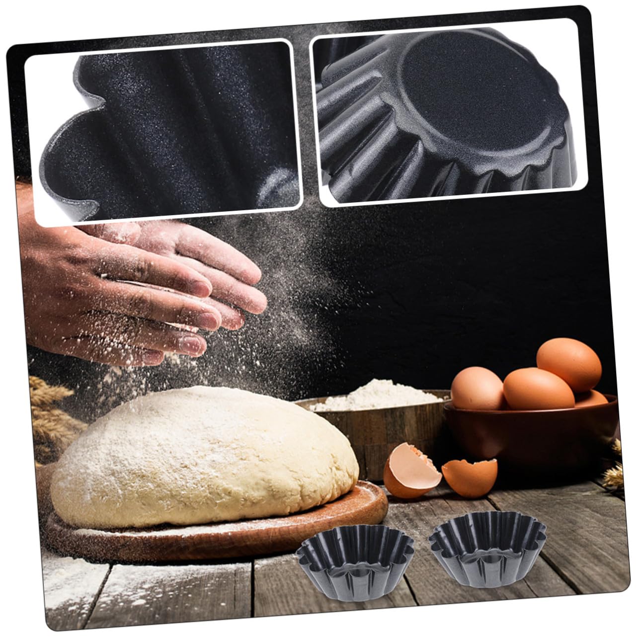 15 piezas Molde para Tartaletas de Huevo de Acero al Carbono de Antiadherente Resistente Gran Conductividad Térmica Accesorio de Repostería Multifunción para Cupcakes y Tartas