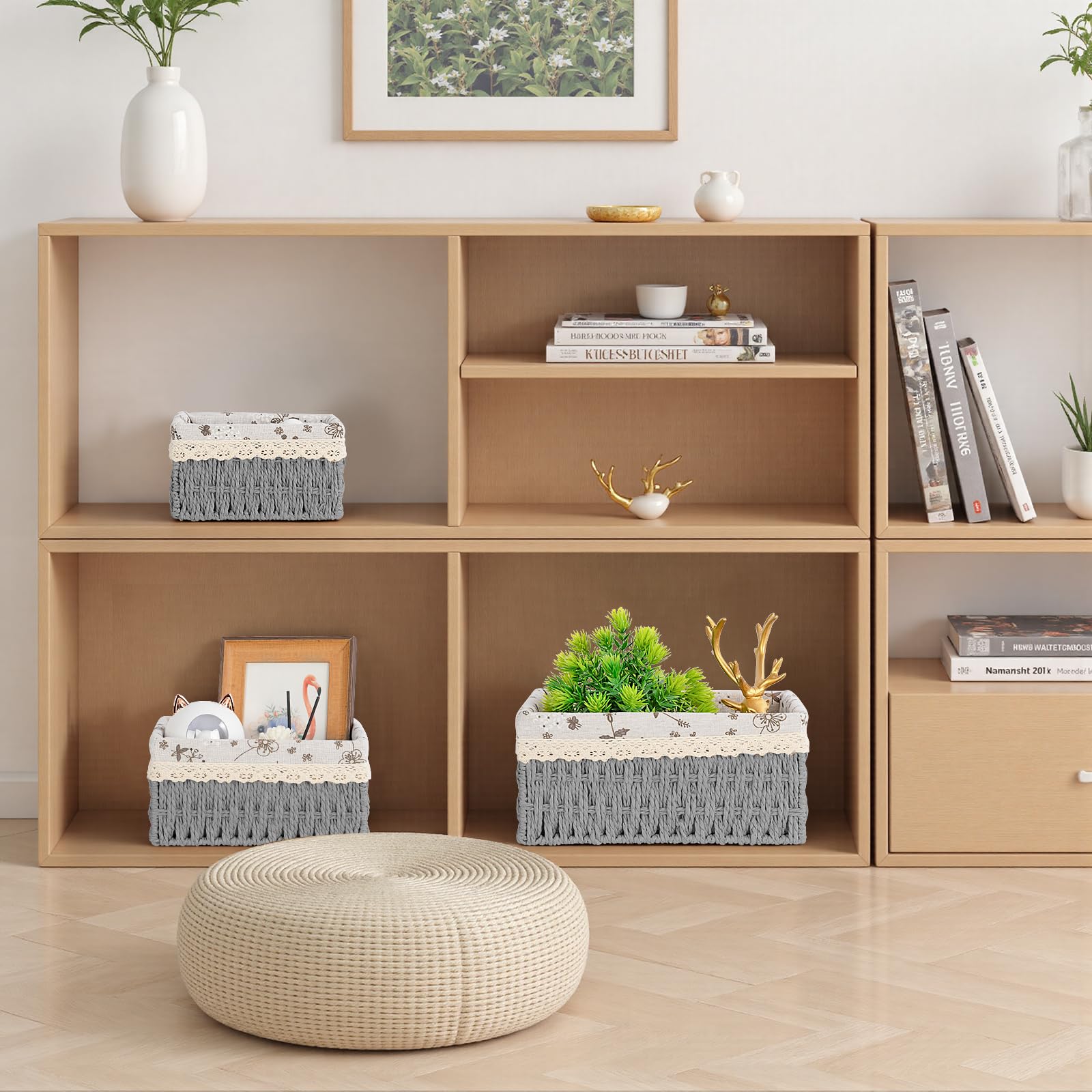 Set Di 3 Cestini Portatutto In Corda Di Cotone: Cesti Organizer Morbidi Per Giocattoli, Asciugamani E Accessori - Stile Bohémien Per Casa E Bagno