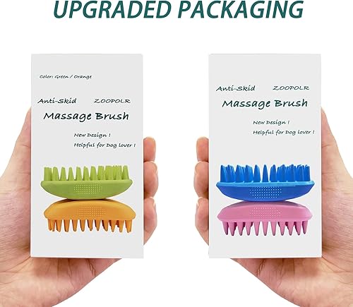 Miniatura 7 de Cepillo de champú de silicona para mascotas para cabello largo y corto, mascotas medianas y grandes, perros, gatos, cepillo de curry para lavado de