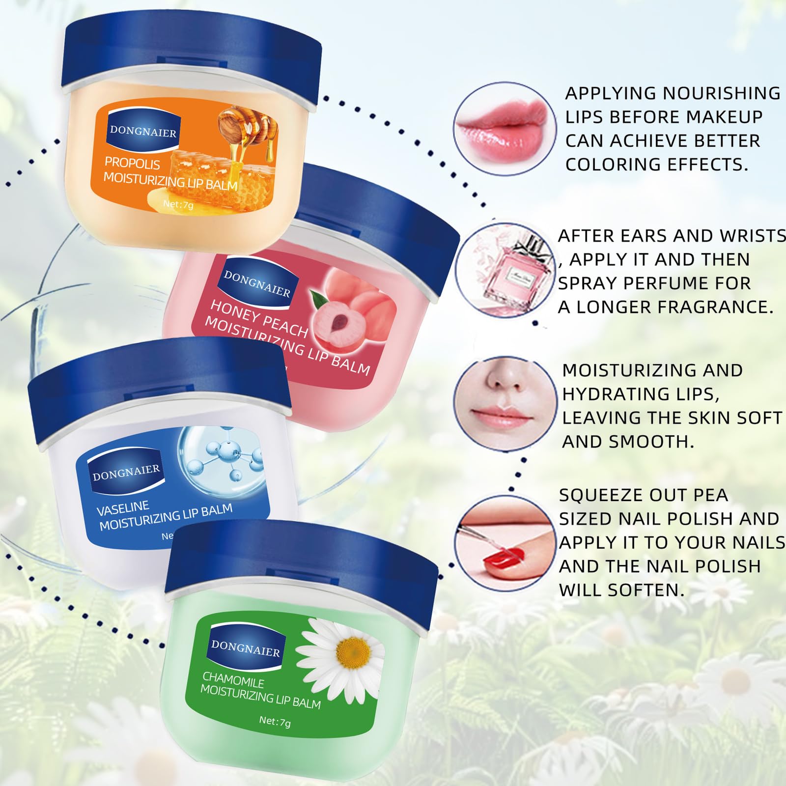 Lip Balm Set, 4PCS Lip Mask Lip Care Multipack Gift Set, Moisturizing Soothing Hydrating Lip Repair Moisturizer Set - Image 2