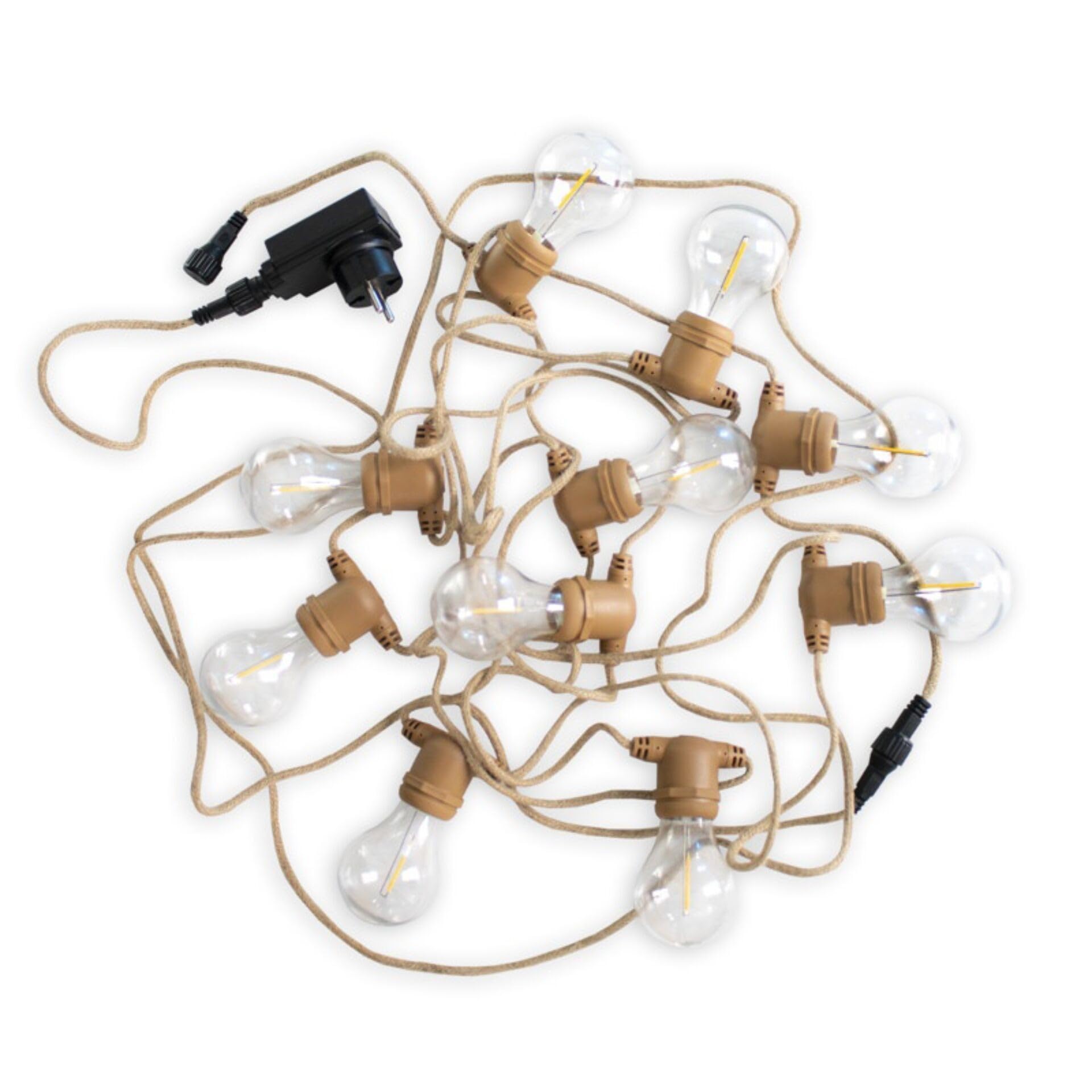 Alegra-Guirnalda luminosa de exterior, 10 luces LED, 5 m, conexión de yute New Garden