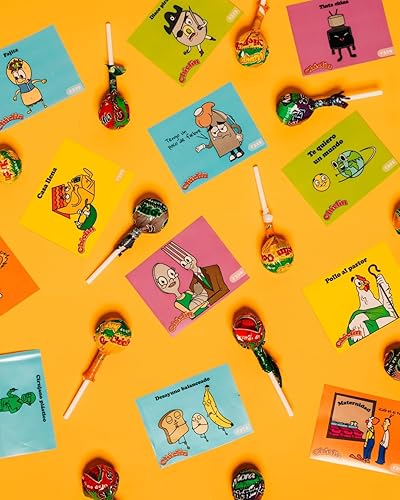 Miniatura 3 de Confiteria Americana Chiclin Bon Bon Surtido, paletas rellenas de chicle con sabor a fruta surtido, envueltas individualmente, 1 paquete, 24