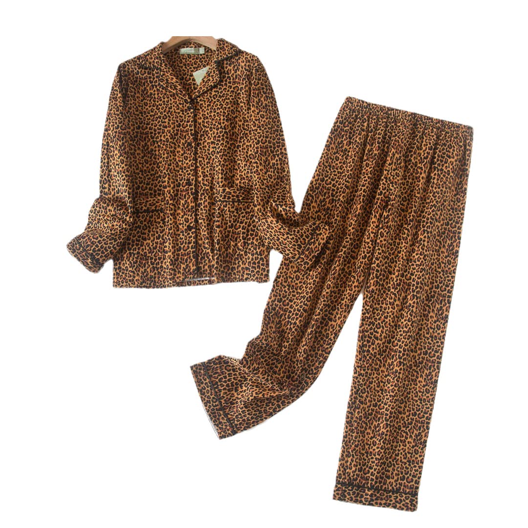 Conjunto de Pijama de Invierno para Mujer,Franela de algodón, Pantalones Largos, Traje para Ropa de Dormir para Mujer, Talla 23, XXL