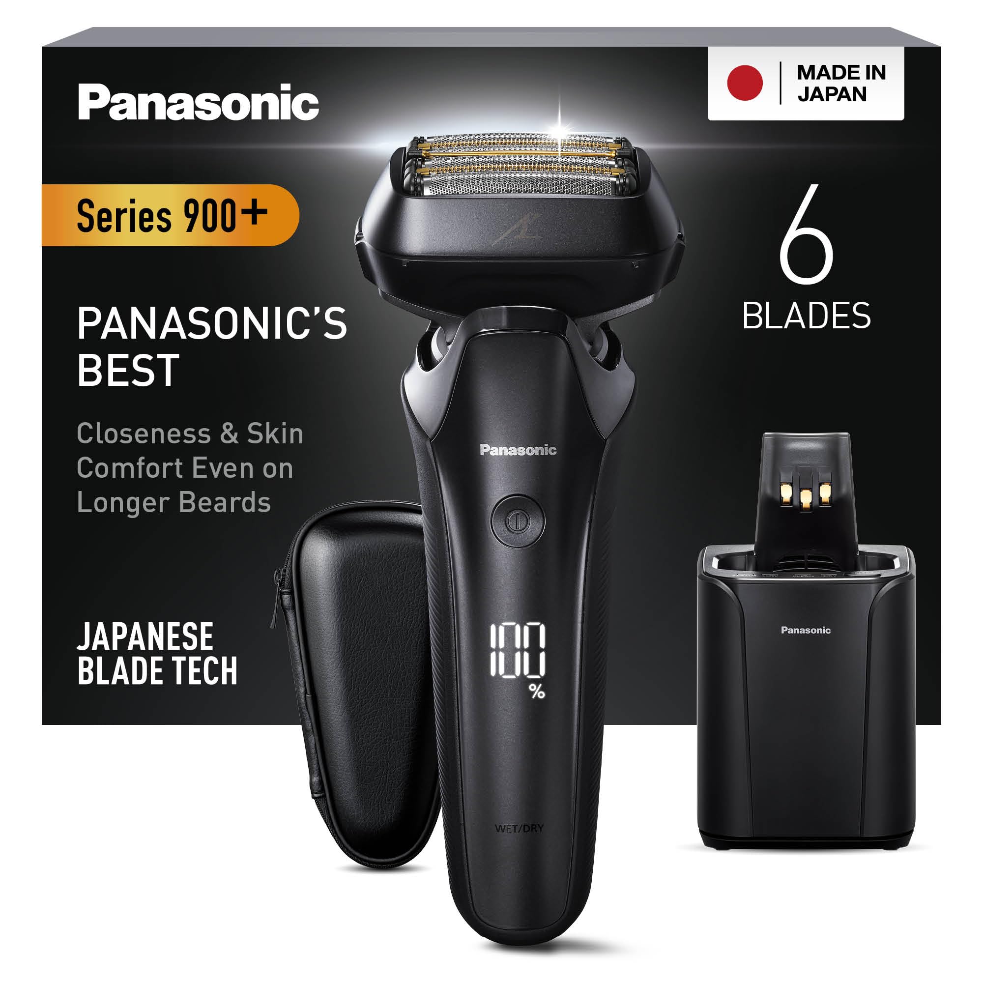 Panasonic Series 900+ ES-LS9A Afeitadora El&eacute;ctrica De 6 Hojas En Seco Y H&uacute;medo Para Hombres, Afeitadora El&eacute;ctrica Con Sensor De Barba Sensible, Limpieza Autom&aacute;tica Y Sistema De Carga Series 900 + (6 Hojas) Con Limpieza Autom&aacute;tica Y Sistema De Carga