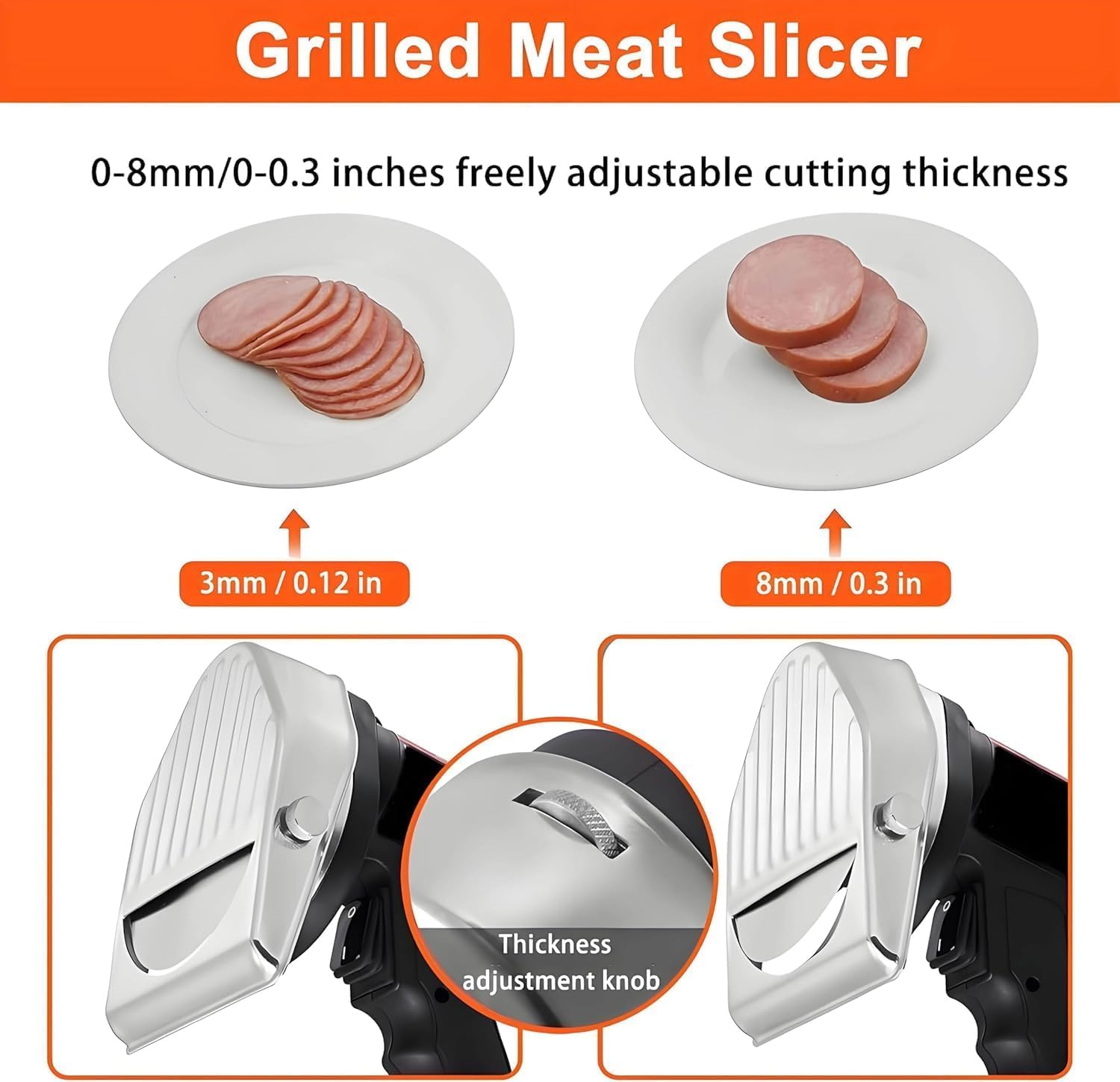 Trancheuse à Kebab électrique sans Fil avec Lames en Acier Inoxydable, Machine à trancher la Viande Professionnelle, épaisseur réglable de 0 à 8 mm pour Barbecue et Cuisine Domestique