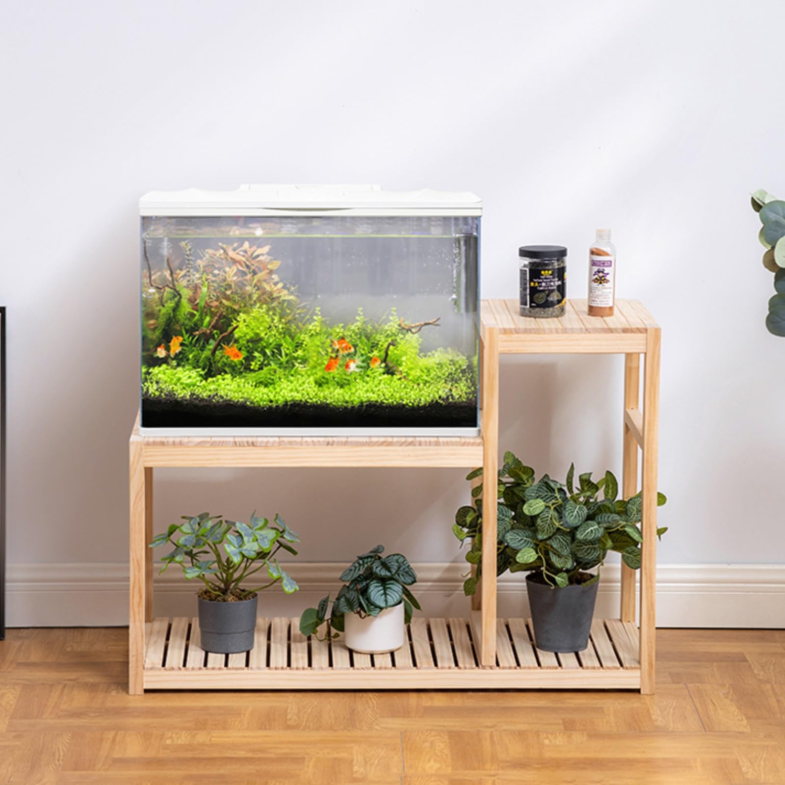 Akwarium ze stojakiem, Stojaki pod akwarium, Maksymalna ładowność 75 kg, Stojak na akwarium hodowlane, żółwie, gady, terraria, do użytku domowego i biurowego(90cm/35.4in)
