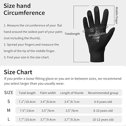 Miniatura 6 de Arcweg Guantes deportivos cálidos de invierno para niños, pantalla táctil, antideslizantes, para clima frío, para correr, montaña, nieve, esquí,