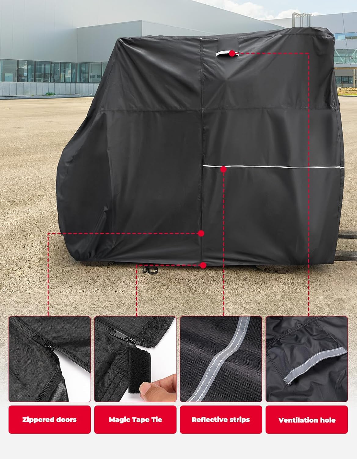 KEMIMOTO Forklift Cover, Side Zippered Easy to Get Items Hatch Heavy Duty 420D Oxford Compatible with Forklifts Up to 8000Lb Water-Resistance Fork Truck104.3"L*49.2"W"*80.3"H Outdoor Industrial Truck