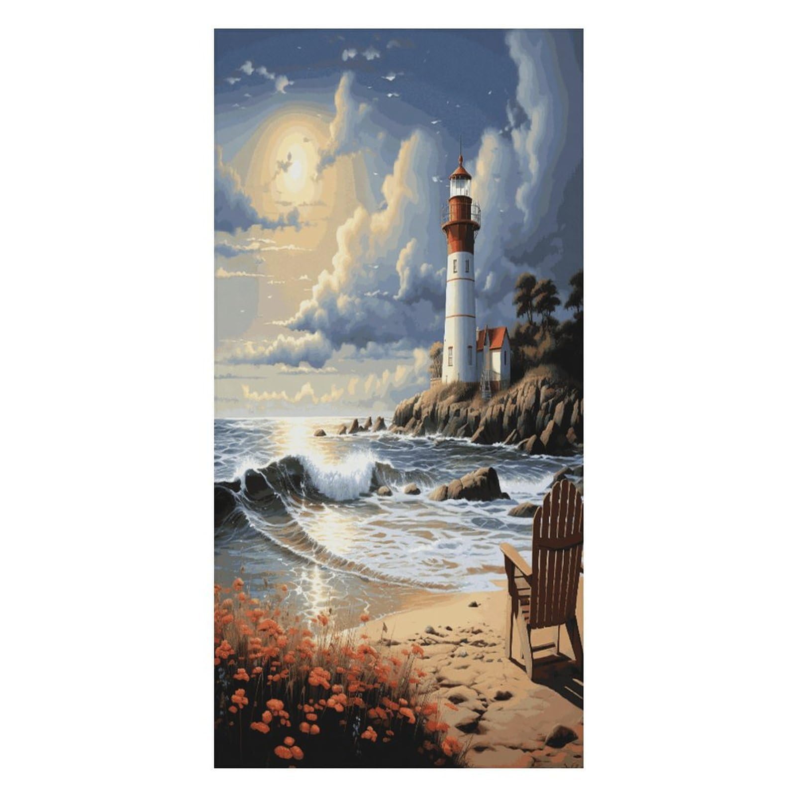Adfgyerh Unisex Style Sea Lighthouse Sandbeach Bath Towels Beach Towel Lightweight Quick Dry, Bath Towel For Travel Sports Pool Swimming Bath Camping Yoga Adults160x80cm