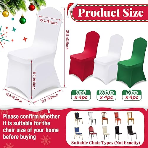 Vista 8 de Oudain 12 fundas para sillas plegables universales de elastano, lavables, extraíbles, elásticas, protectoras para decoración de fiestas (serie azul)