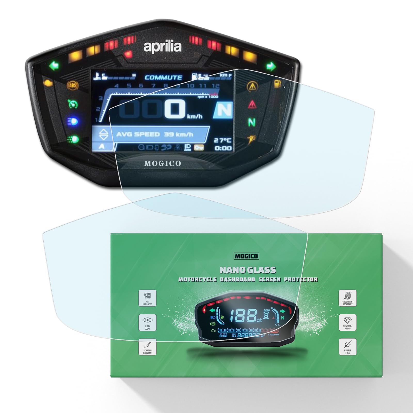 Mogico Motorcycle Accessories Nano Glass Dashboard Screen Protector Kit for Aprilia RS660 2021-2024 / RSV4 Tuono 660 V4 1100 2017-2020 / Shiver