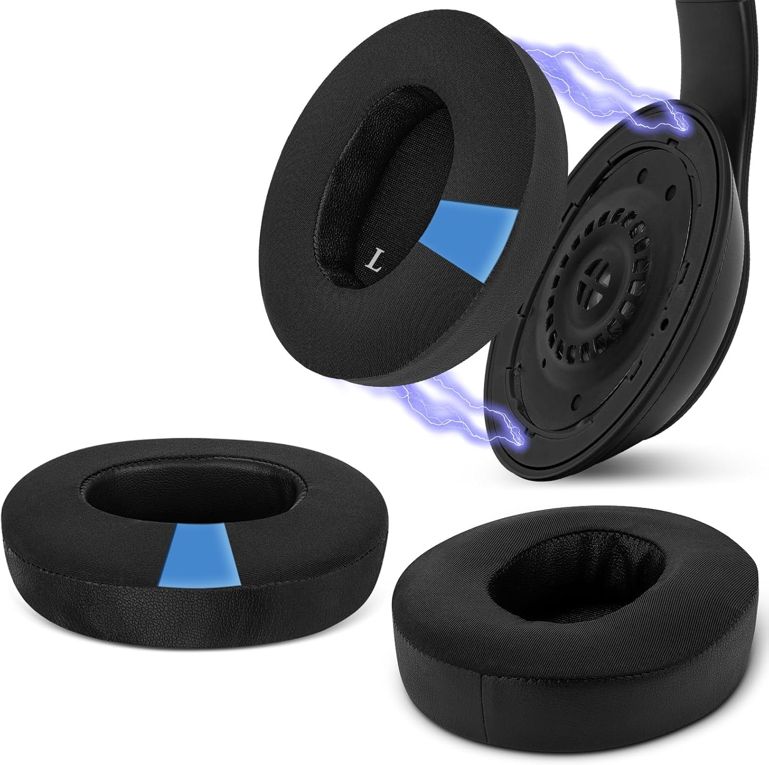 Geekria SNAP Ear Pads Replacement Kit for Beats Studio Pro Headphones, Magnetic Easy Switch Ear Cushions in Seconds, Repair Parts (Cooling-Gel Black, 1 Pair)