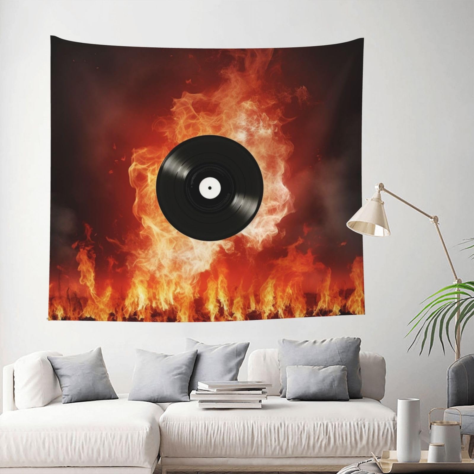 MXDLKSWPOH Tapestry 152x130 cm Art Wall Hanging for Living Room Modern Soft Aesthetic Tapestries Poster Fire DVD Tapestry Home Decoration Large Wall Tapestries for Bedroom Dorm Decor