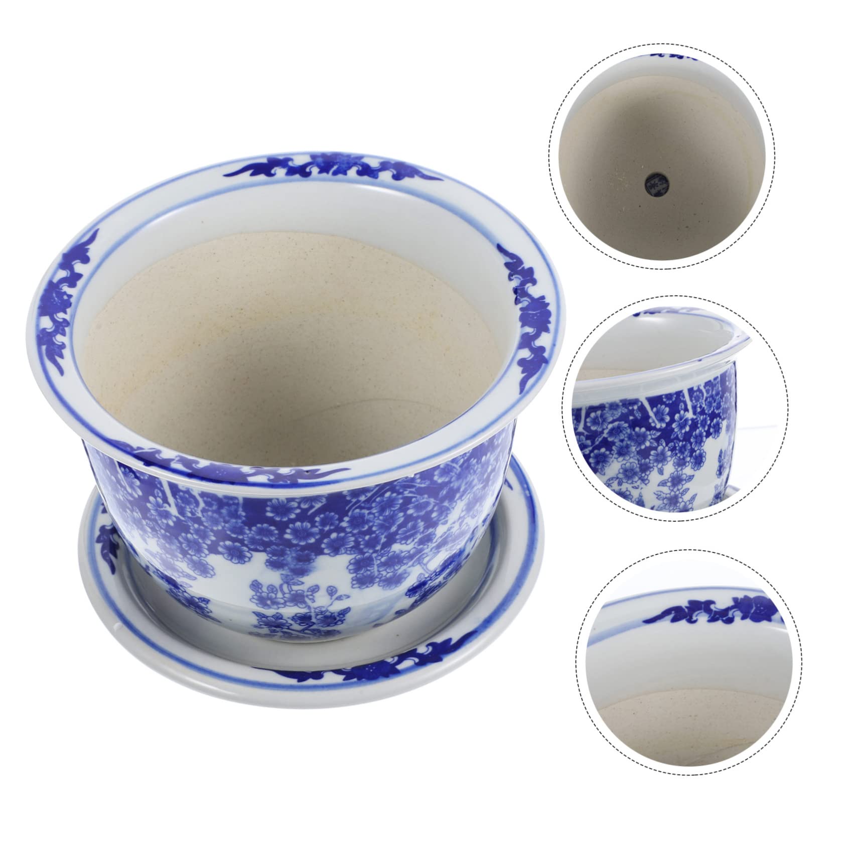 VANZACK Doniczki Bonsai Ceramiczna Doniczka Z Tacką Na Rośliny Doniczkowe Dekoracyjna Doniczka Z Otworem Drenażowym Do Domowego Biura