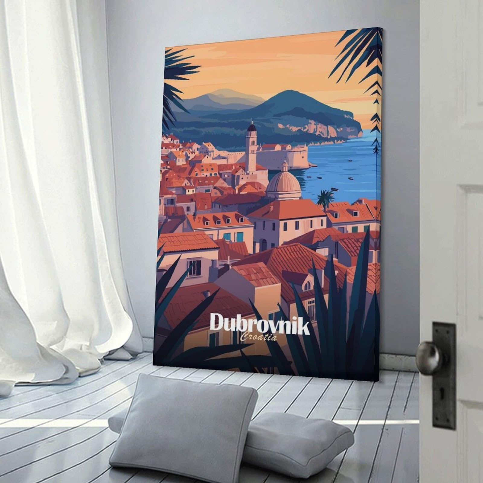 Junmoney Frame-Style-14 Canvas Art Print Dubrovnik Cityscape, 08X12inch(20X30cm), For Contemporary Homes, Apartments Or Offices, Decorative Canvas Decor For Home Updates