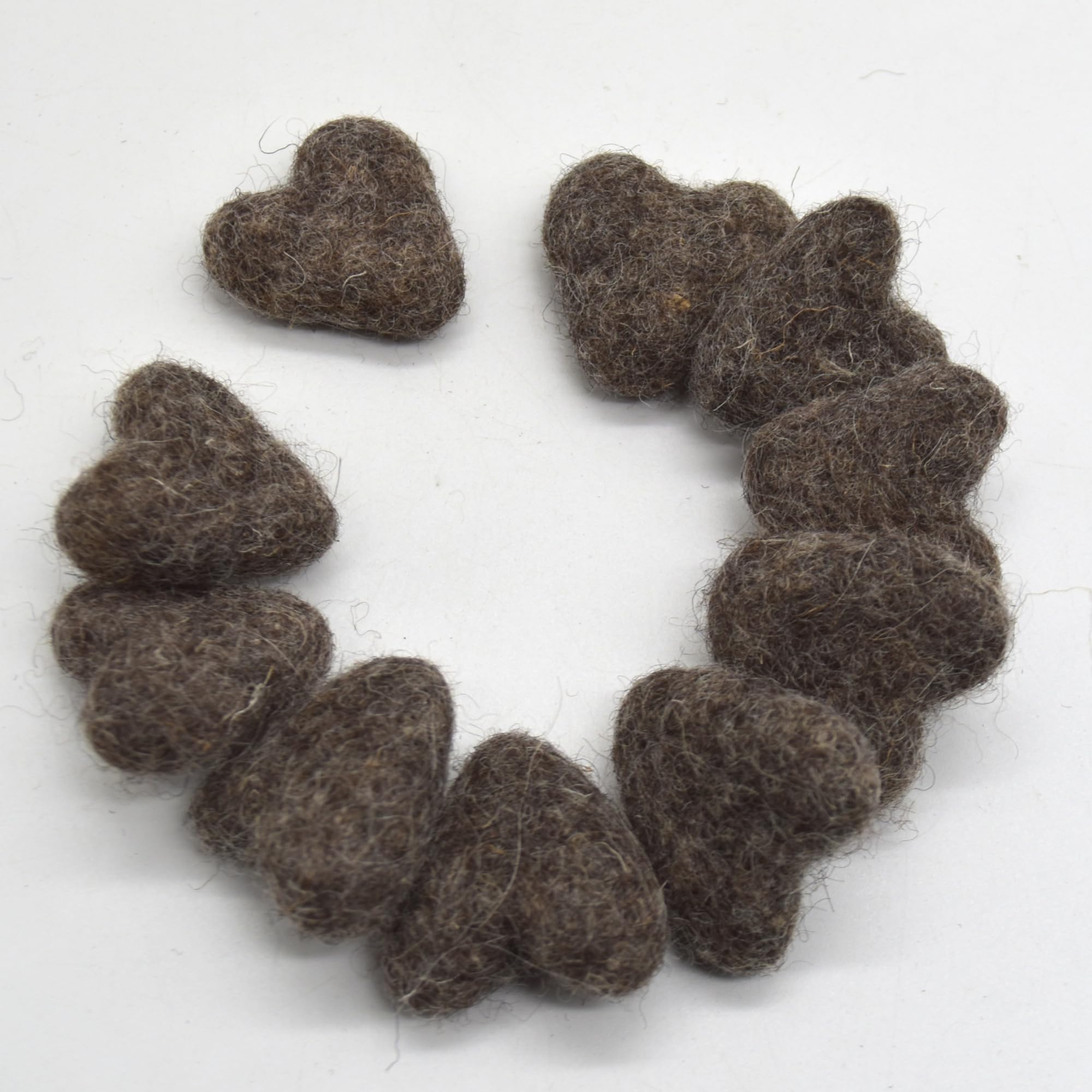 100% Wool Felt Hearts - 3cm - 10 Felt Hearts - Brown Mix