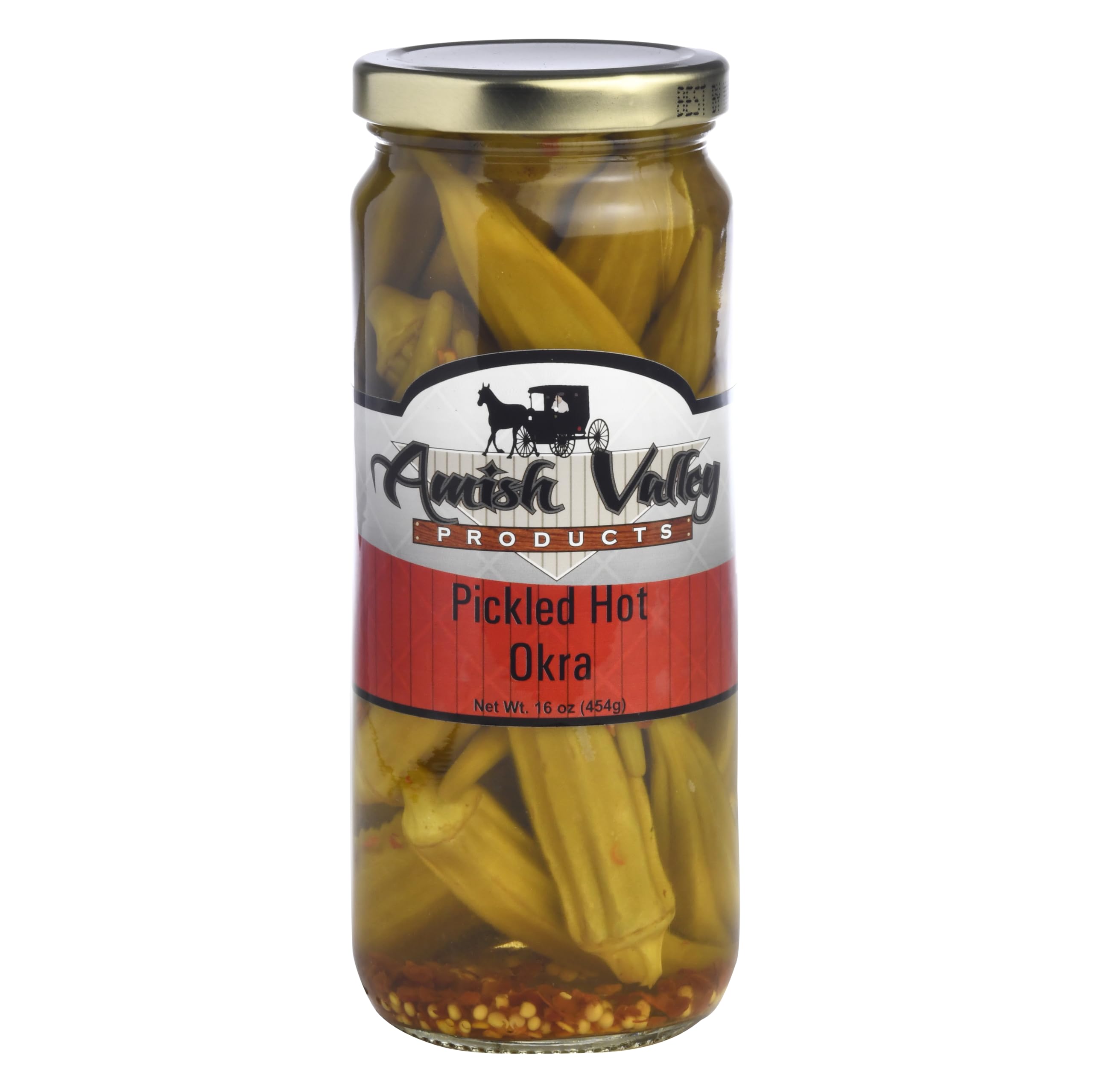 Amish Valley Products Pickled Crisp Okra Glass Jar Gourmet Chacuterie Board Garnish Vegetable (Hot, One Jar)
