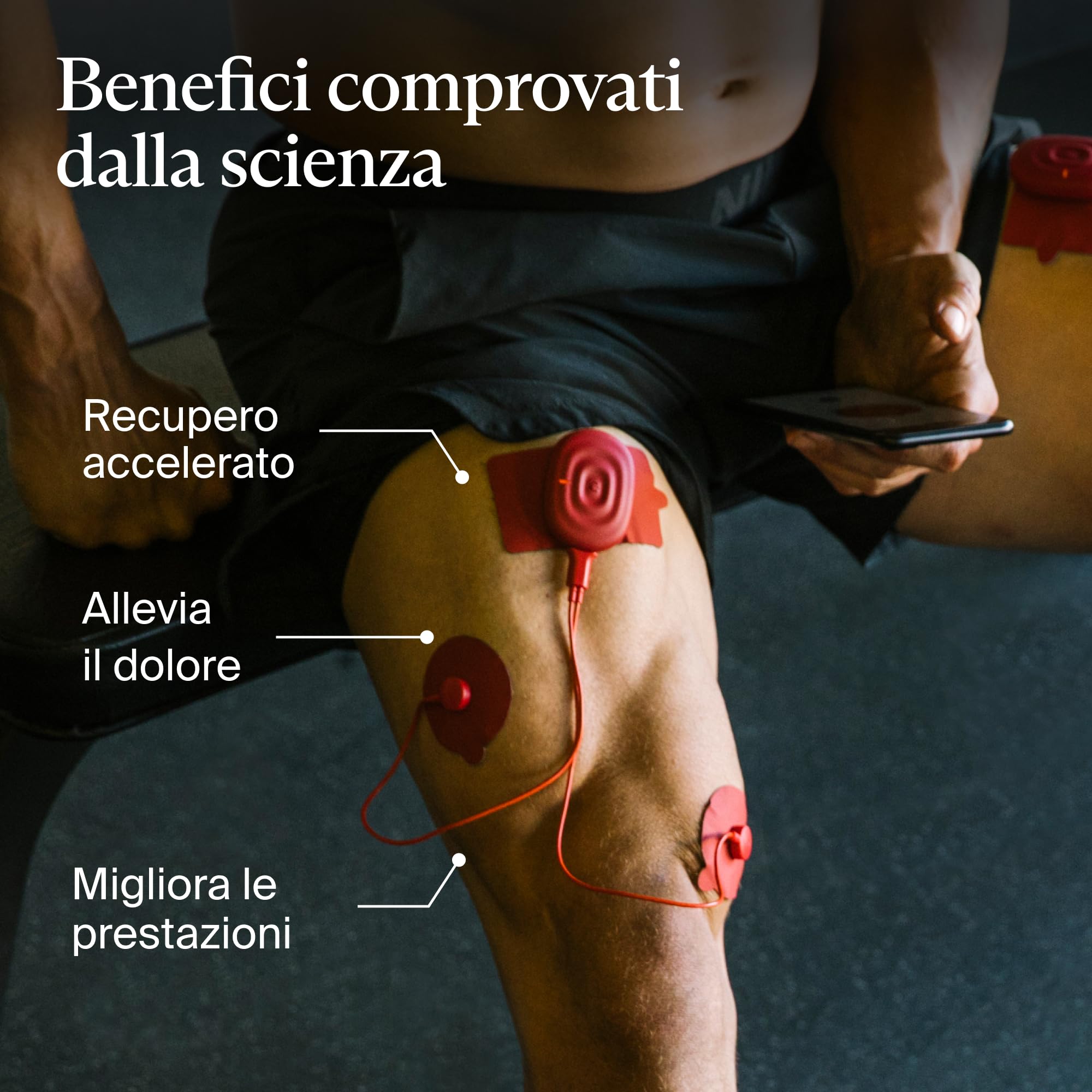PowerDot 2.0 Duo Red - Dispositivo TENS Intelligente - Elettrostimolatore Muscolare Wireless Controllato con App - Accelera il Recupero, Migliora la Forza, Allevia il Dolore (Rosso)
