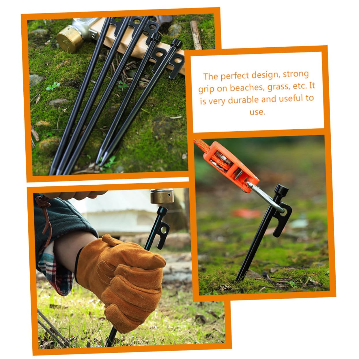 10 pièces Piquets de Tente Métal Piquets de Fixation Sol Robustes Anti-Vent pour Camping Extérieur Accessoires Tente