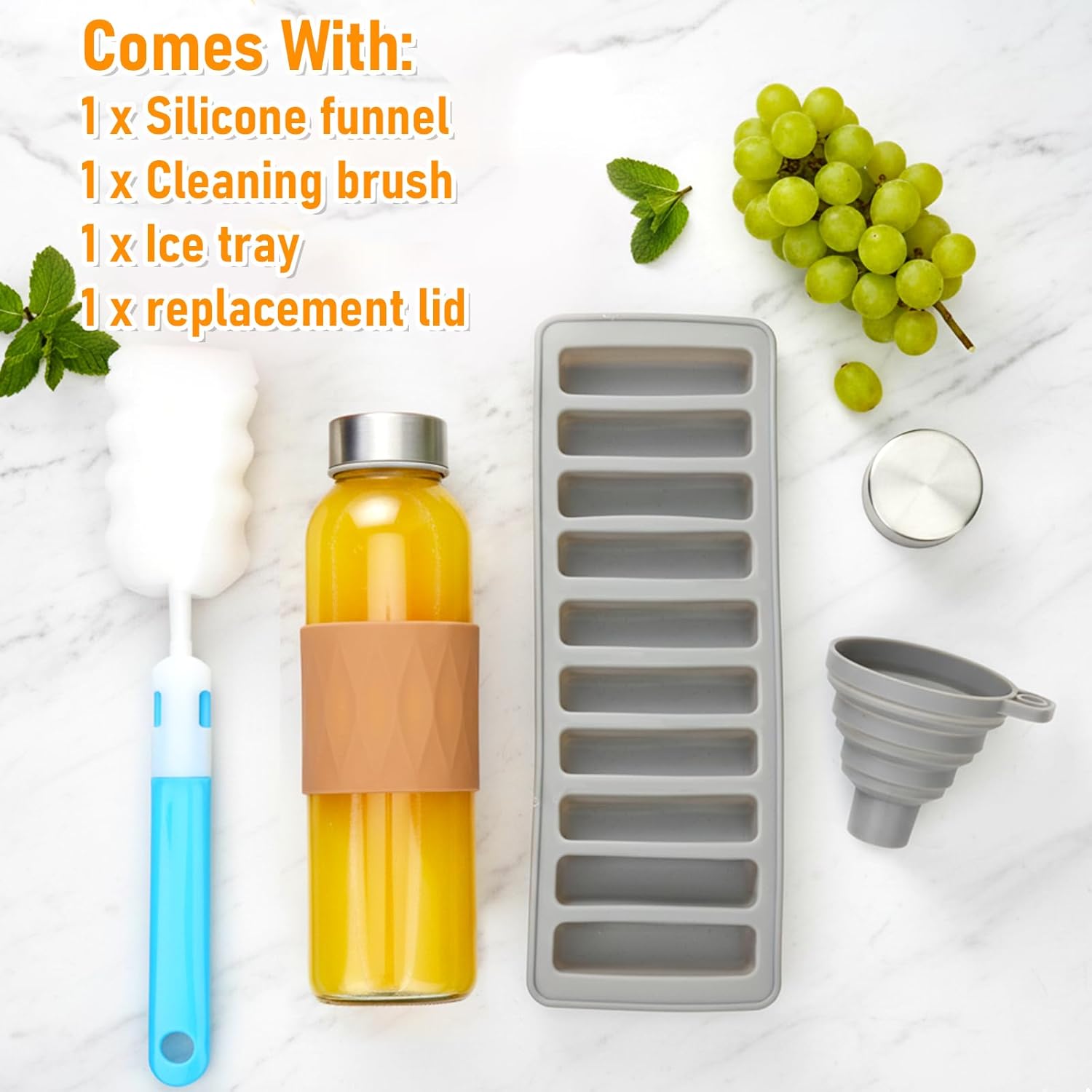 Zukro 18 oz Glass Water Bottles with Lids, 6 Pack Leak Proof Juice Bottles With Stainless Steel Cap for Juicing, Smoothie, Homemade Beverages, Reusable Clear Drinking Jar with Silicone Sleeve - Image 6