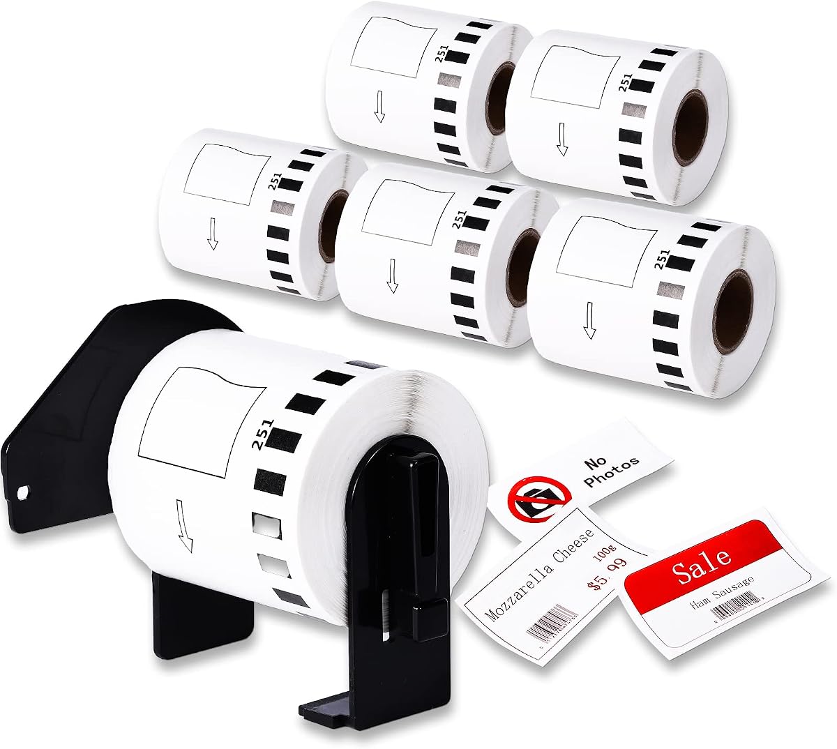 Replacement for Brother QL-820NWB Label Rolls QL-800 QL-810W Label | Black/Red on White DK-2251 DK2251 Paper Tape (2.4 in x 50 ft) Continuous for Brother QL Label Printers (Black/Red on White)