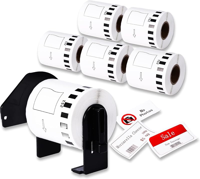 Replacement for Brother QL-820NWB Label Rolls QL-800 QL-810W Label | Black/Red on White DK-2251 DK2251 Paper Tape (2.4 in x 50 ft) Continuous for Brother QL Label Printers (Black/Red on White)
