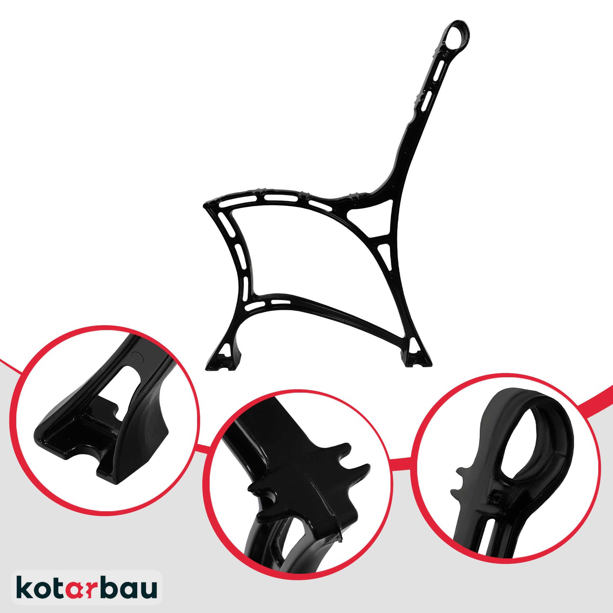 KOTARBAU® 2-częściowy zestaw nóżek do ławki, kolor czarny, 740 x 510 mm, aluminiowa ławka ogrodowa, metalowa, płozy, płozy, nóżki do ławki, ławki parkowej
