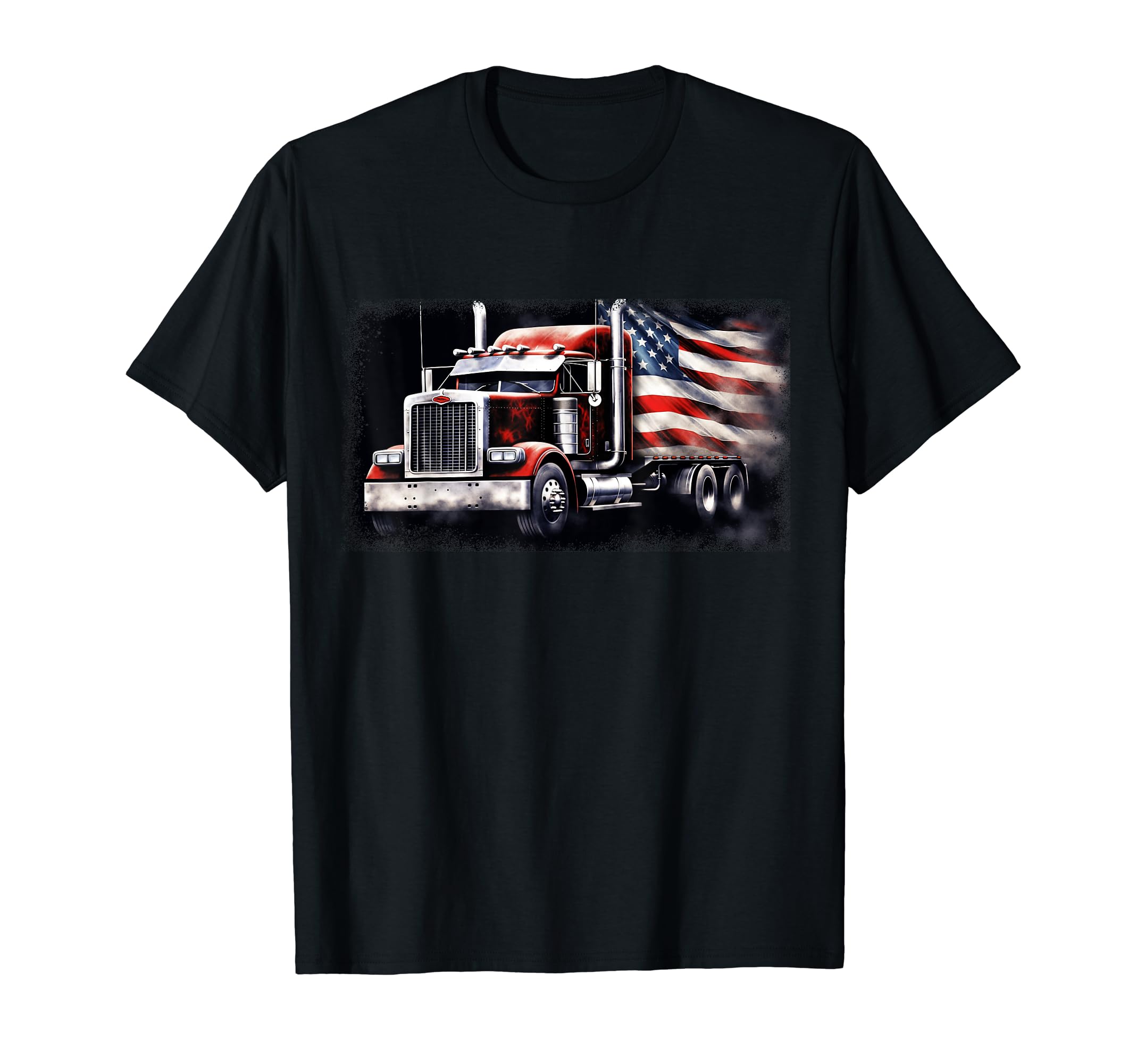 US American Flag Semi Truck Driver Trucker T-Shirt