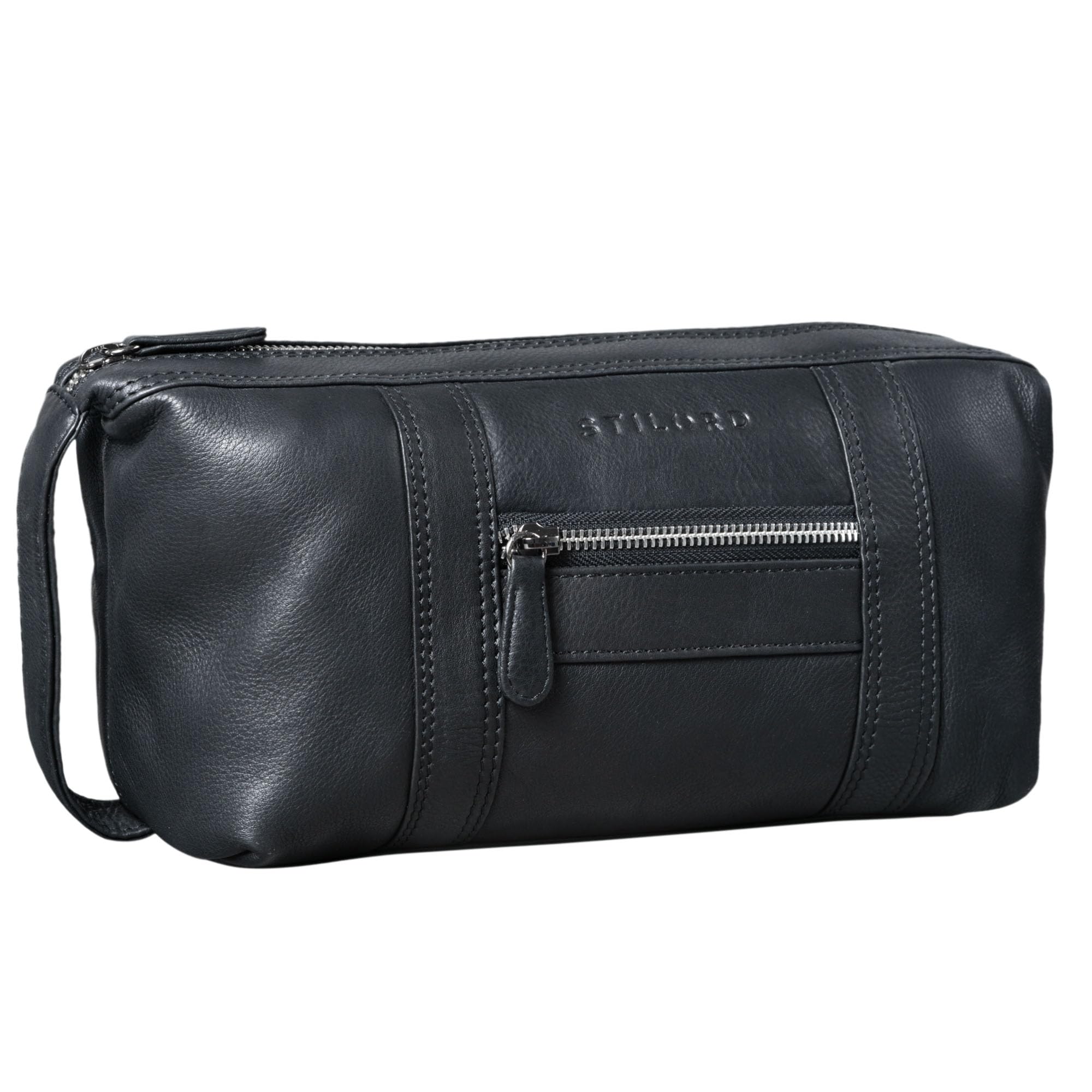 STILORD “Bruno” Beauty Case Uomo in Pelle Vintage Portatrucco Bagno Uomo Donna Grande con Manico Viaggio Toiletry Colore:nero