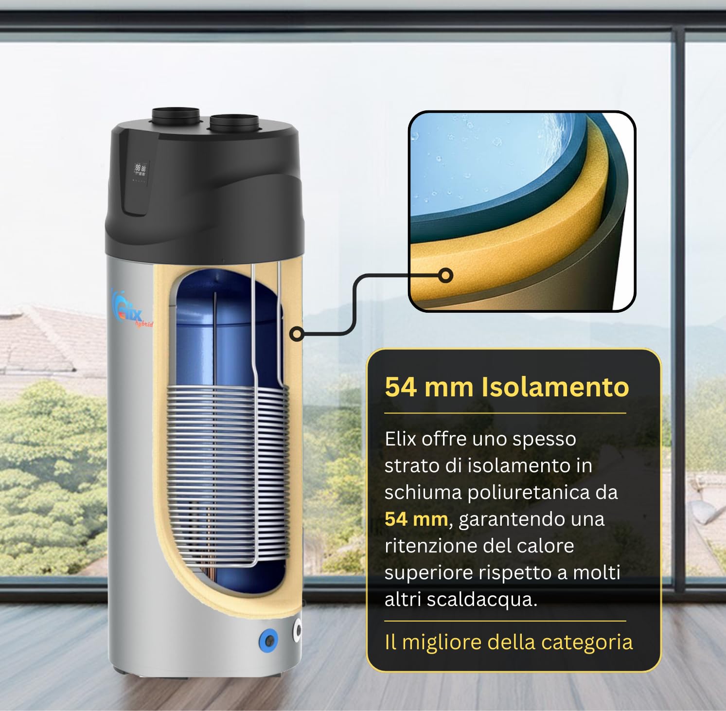 Scaldabagno a Pompa di Calore 200L – Nuovo Modello R290, Bollitore Acqua Calda con Serbatoio Integrato, Pompa di Calore Sanitaria, Ecologico ed Efficiente