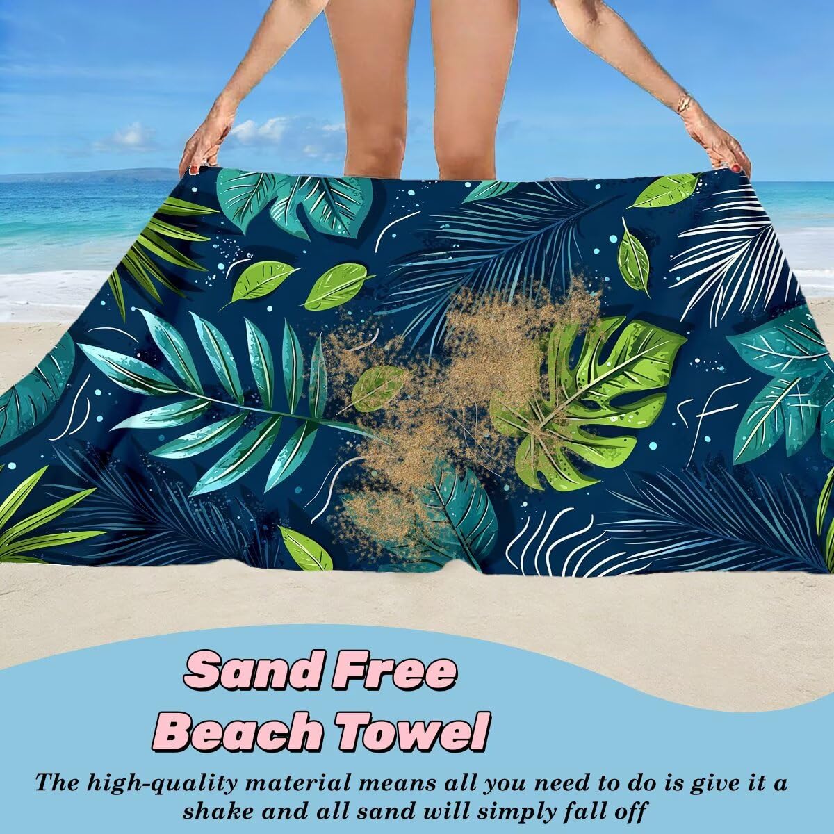 Toalla Playa 90x180 cm, Toalla Gimnasio Microfibra Secado Rapido, Juego de 2 Antiarena Toallas de Playa, Ligera Compacta Toallas Microfibra Grande para Viaje, Regalo Hombre Regalo Mujer (Planta) -4597