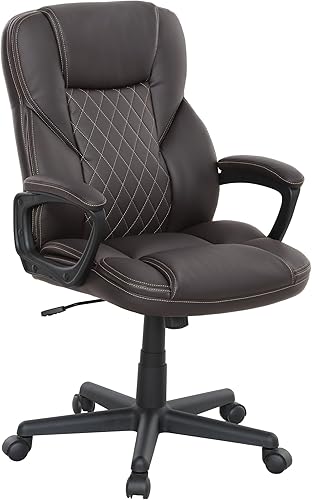 HOMCOM Silla de oficina ejecutiva de respaldo alto, silla de escritorio de piel sintética con altura ajustable, silla ergonómica de oficina en casa