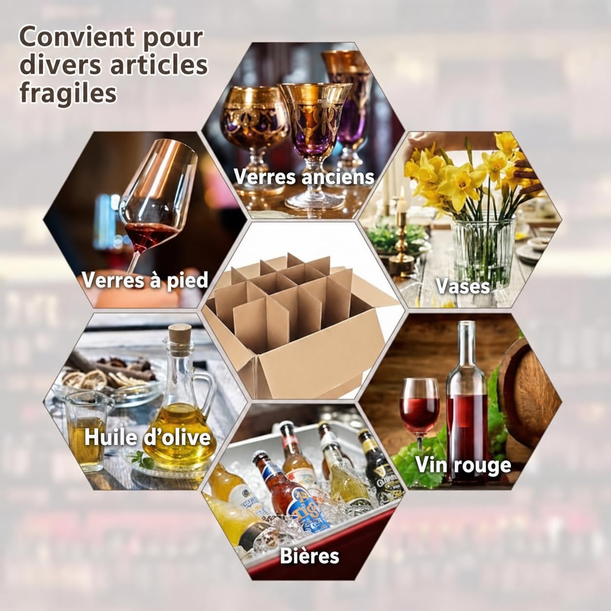 Set di 20 cartoni in movimento bicchieri e 48 sacchetti in schiuma – cartone per vetro trasloco cucina, bottiglie, stoviglie e vetreria fragile, 40 x 30 x 30 cm