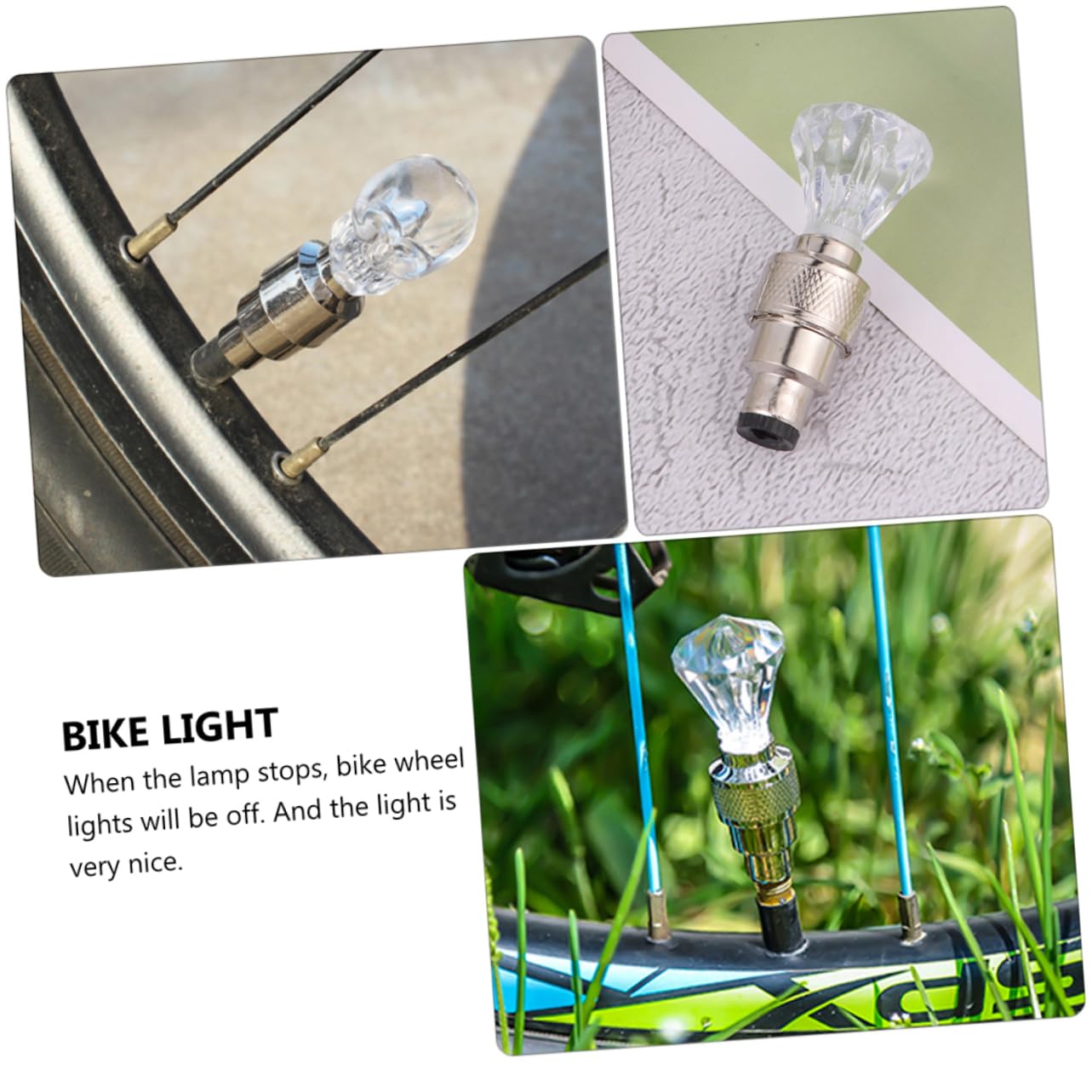POPETPOP Luce Valvola Bicicletta Luci Bici Pneumatico Ruota Luce Ruota Raggi Ruota Lampada Luce Bici da Strada Plastica