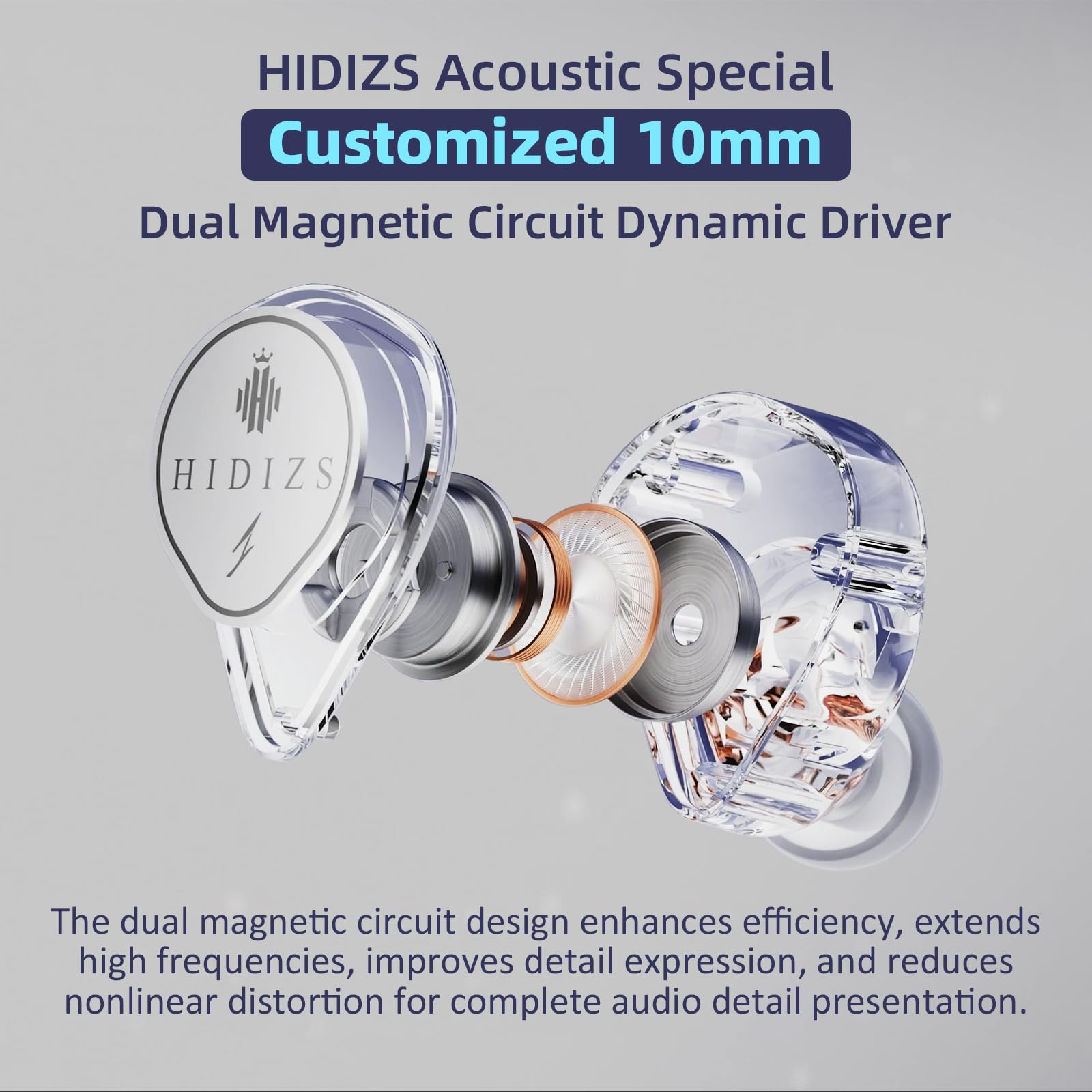 Hidizs ST2 Pro USB-C Earphones Wired, Dual Magnetic Circuit 10mm Dynamique Drivers in Ear Monitor, ESS ES9218AC Pro DAC Chip, HD Mic, in-Line Control, Tpye-C Headphones DSP, OFC Cable, Transparent Product Image 6