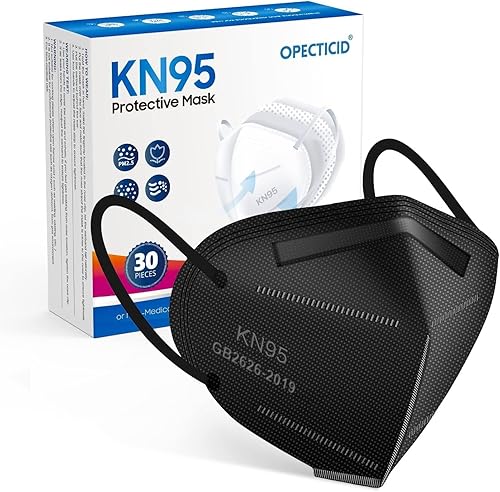 Miniatura 7 de Máscara facial KN95, máscara KN95, máscaras de copa transpirables de 5 capas de eficiencia de filtro ≥95% desechable certificada Negro -,30 Pack