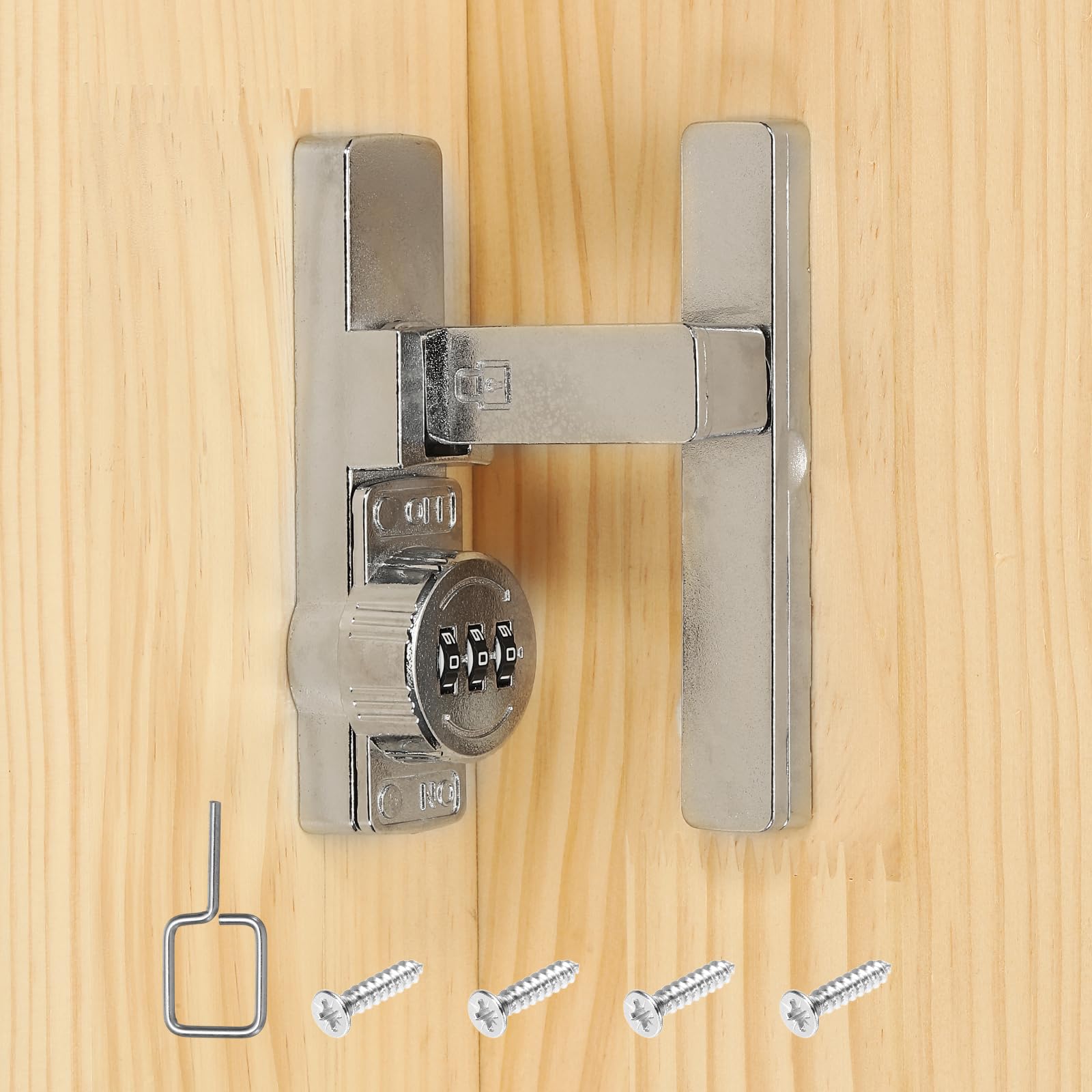PATIKIL 90 Degree Flip Sliding Barn Door Lock Mechanical Keyless 3 Digit Password Combination Lock for Sliding Door Windows Cabinets, Silver