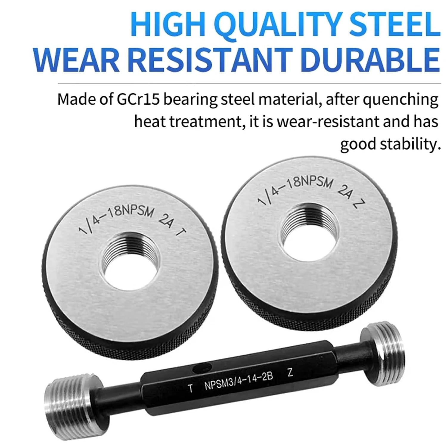 1PCS/Set NPSM Cylindrical Pipe Thread Plug/Ring Gauge Measure Tool NPSM 1/8~3/4 1''- 1''1/4 1''1/2 2''- 2''1/2 3''-(Ring,1PCS I Set_NPSM 1 1I4-11.5)