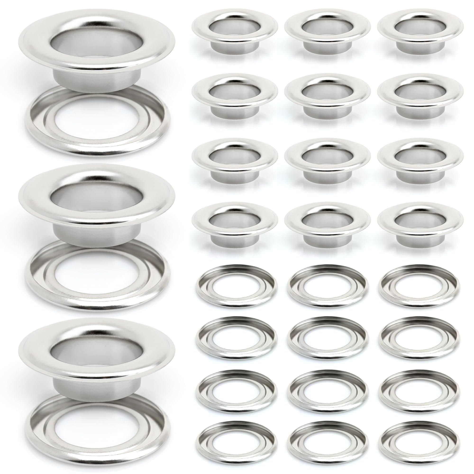 CRAFTMEmore 5/8" (15MM) Hole 50 Sets Grommets Eyelets with Washers for Shoes, Bead Cores, Clothes, Leather, Canvas (Silver)-picture-11