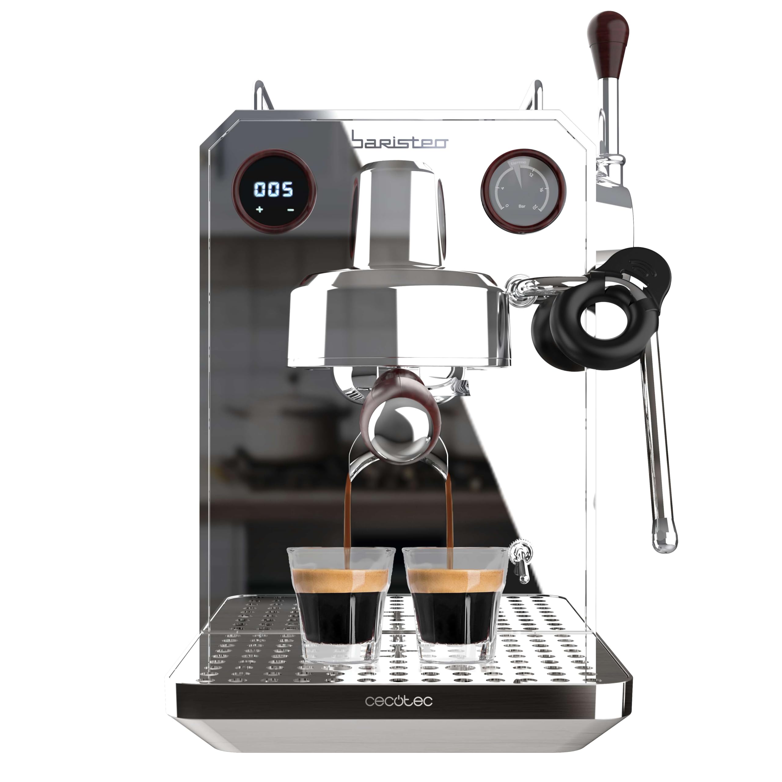 Cecotec Macchina da Caffè Espresso Barista Baristeo Intima. Macchina Espresso Barista Professionale, Sistema di Pre-Infusione, Pompa da 15 Bar, Facile Rifornimento, Serbatoio da 1,7L e Vassoio