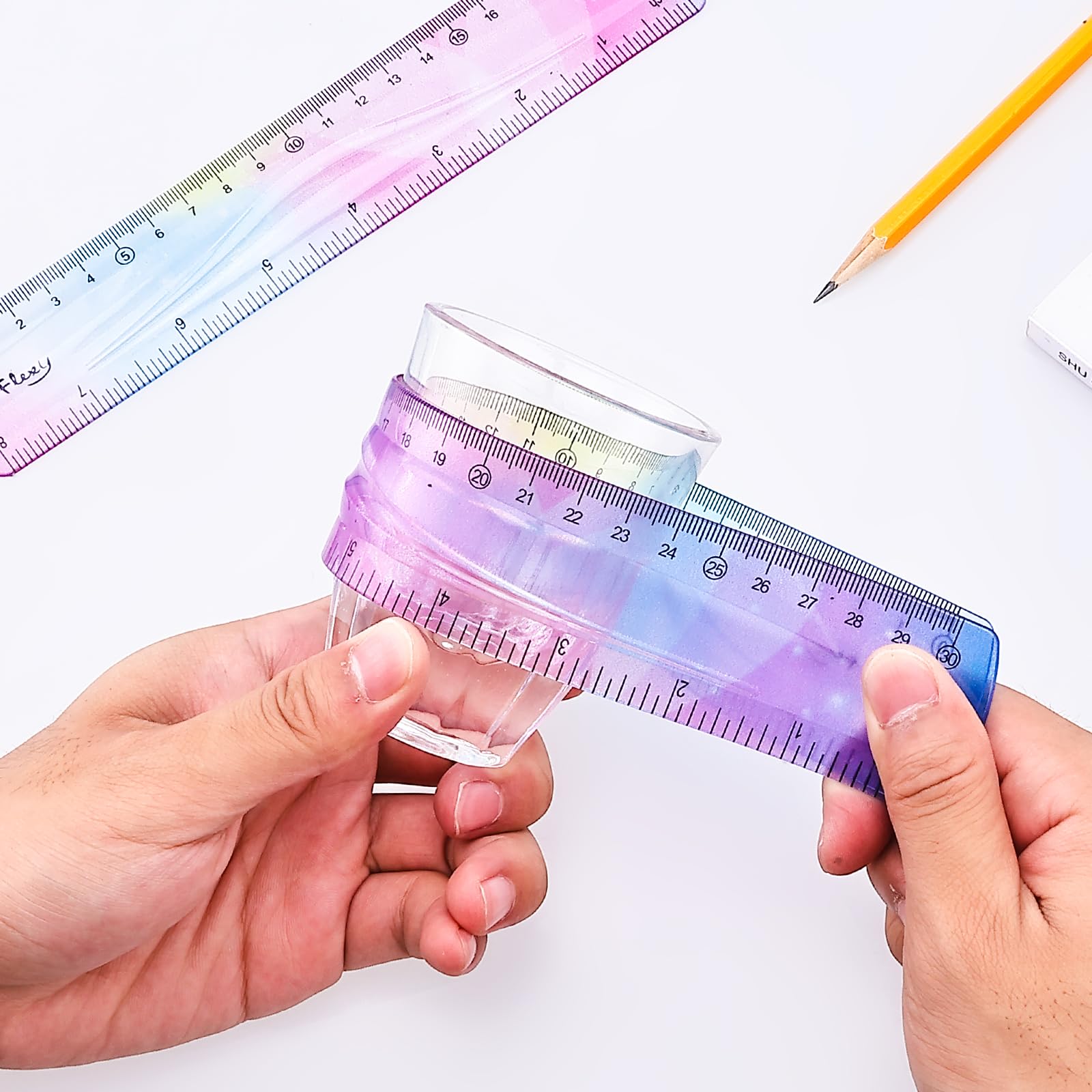 3 PCS Flexible Ruler 6/8/12inch Dual Scale Bendable Ruler Pastel Clear Straight Ruler Shatterproof Ruler for Kids Students School Office Stationary - Image 4