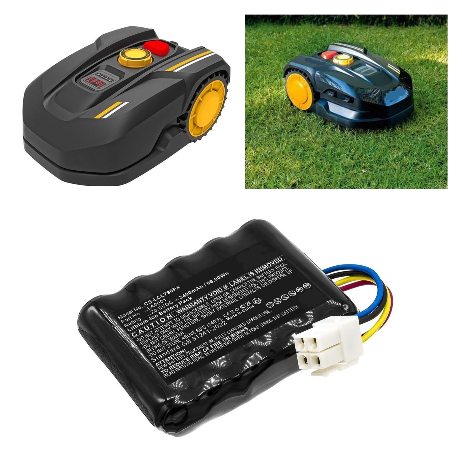 Batería de Repuesto de 3400 mAh, 68 WH, Compatible con Landxcape LX790, LX790i, LX792, LX795, LX796, LX790 600 m2, LX792 600 m2, LX795 40, PN LA0001