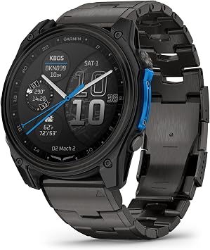 Garmin D2TM Mach 2 51 mm, Premium Aviator Smartwatch with GPS, Advanced Flight Maps, LED Flashlight, Built-in Microphone/Speaker for Calls and Texts, Carbon Gray DLC Titanium with Titanium Bracelet