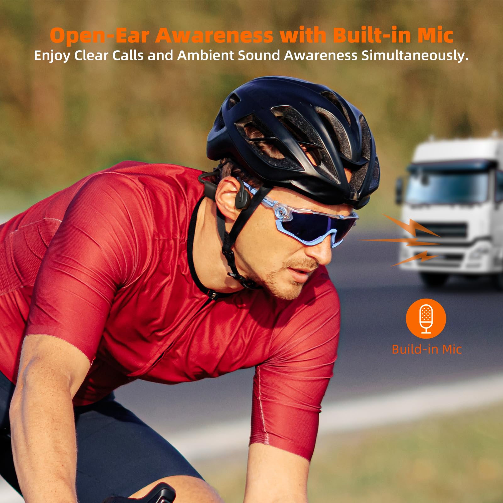 Carviki Bone Conduction Headphones,Skin-Friendly Design,IP67 Sweatproof Sports for Running Cycling Hiking with Mic,28H Playtime,Fast Charging,Open Ear Headphones Bluetooth 5.3 Wireless Earbuds 2