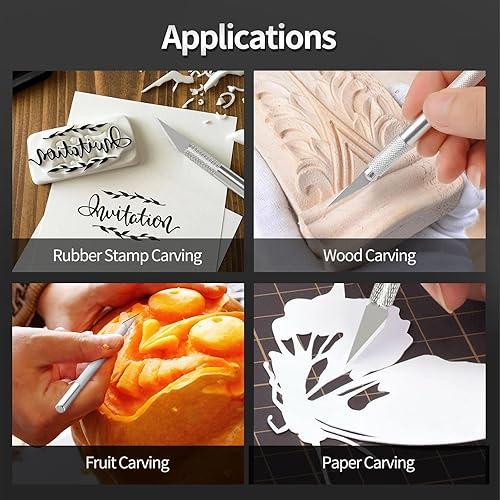 Miniatura 6 de Kit de cuchillos para manualidades, juego de cuchillos afilados y cuchillo Exacto para tallar, modelar, álbumes de recortes, esculturas y más, ideal