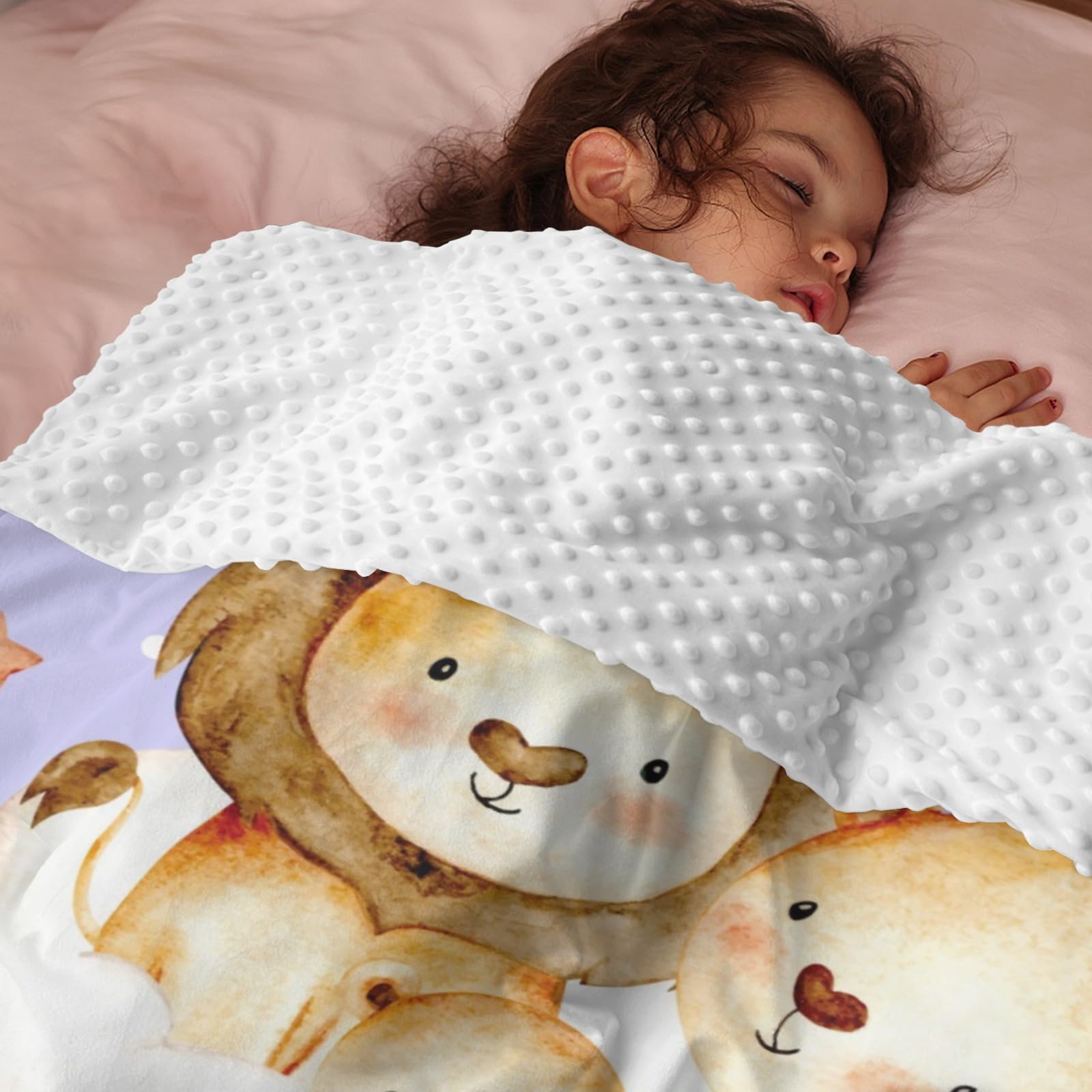 Baby Boy Minky Blanket - Soft Double Layer Lion Print, 30" X 40", Nursery & Car Seat Blanket