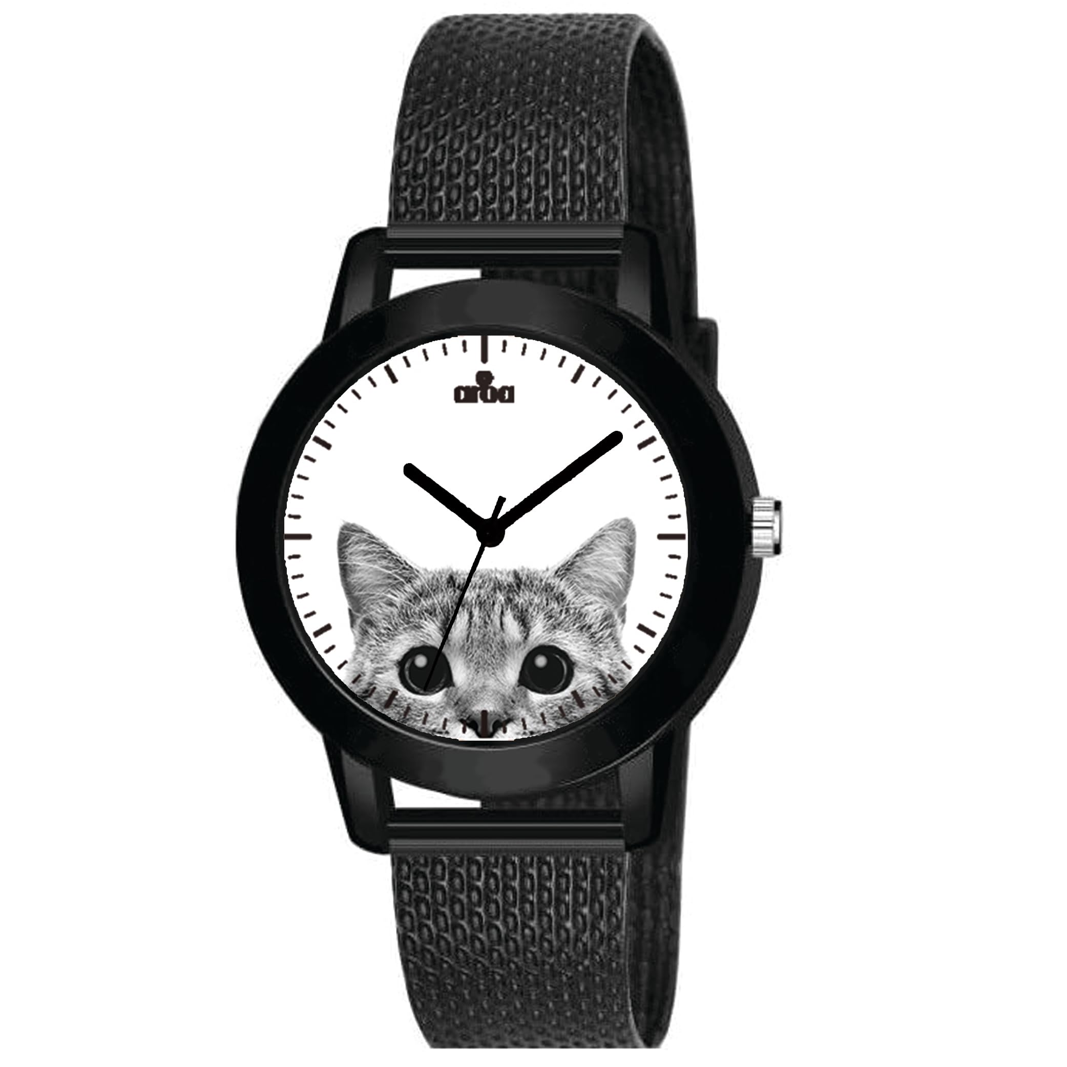 AROA Watch for Womens with Cat is Watching Heart Model :706 in Black Metal Type Rubber Analog Watch White Dial for Women Stylish Watch for Girls (B0C7GFT8P5) Amazon Price History, Amazon Price Tracker