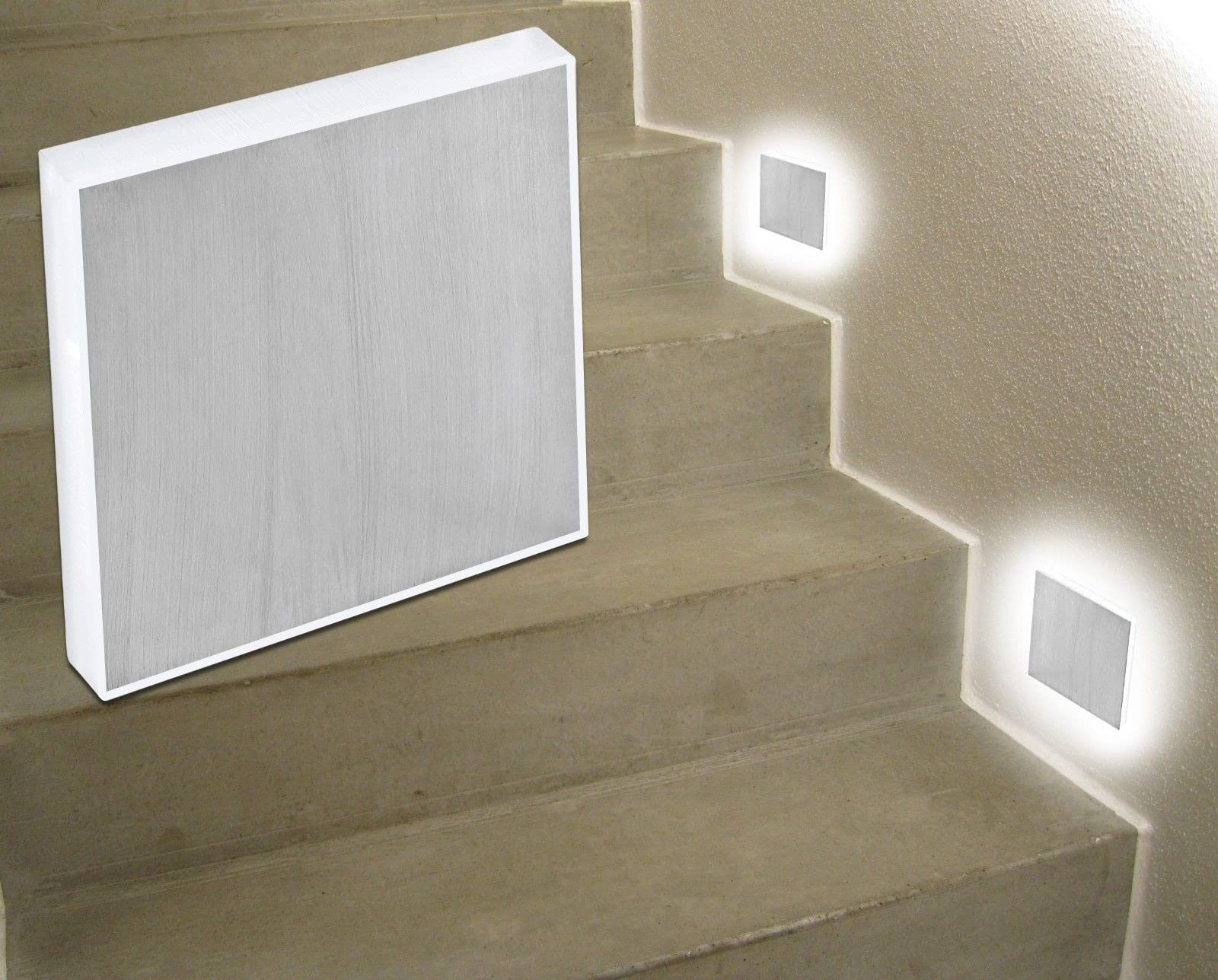 Luz de pared LED cuadrada Luces empotradas para cubierta Lámpara de pared interior Luces nocturnas de aluminio de 3 W Luz de paisaje Compatible con escalones y caminos de escaleras, lámpara de pared