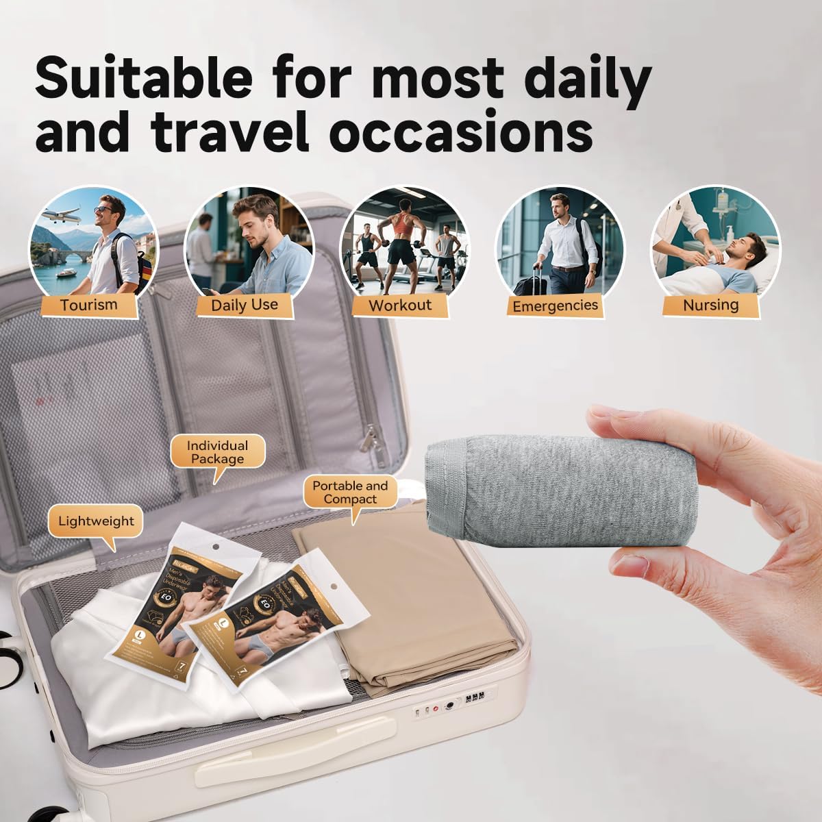 7/14 Pack Mens-Disposable-Underwear, Breathable Briefs Portable for Travel-Ready Gym Essentials - Image 5