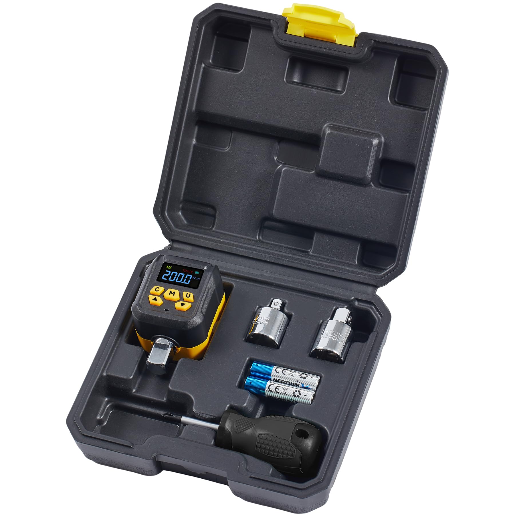 Adaptateur dynamométrique numérique 1/2 pouces, 6-200 Nm, 3 pièces, adaptateur pour clés dynamométriques 3/8" et 1/4", boîte à outils professionnelle pour l'entretien de moto